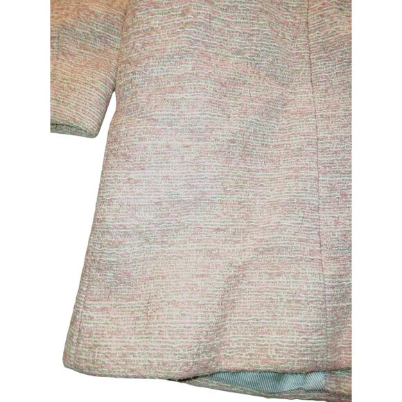 Zara Fashions Womens Pink & White Tweed Overcoat Jacket - Size Large WOW! - Picture 6 of 7